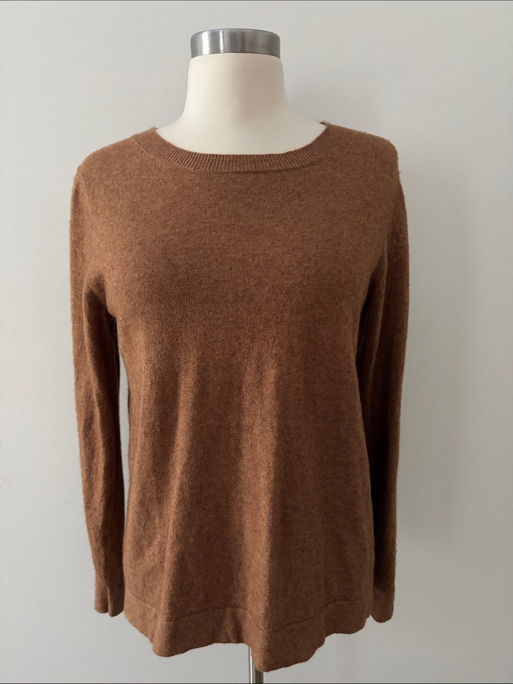 J. Crew Teddie Crewneck Sweater Warm Chestnut Cotton Wool Blend M Autumnal Layer